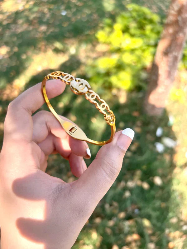 Gold CC Bangle Bracelet | STYLIZE FASHION