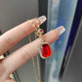 Gold Necklace with Bold Red Stone | STYLIZE FASHION
