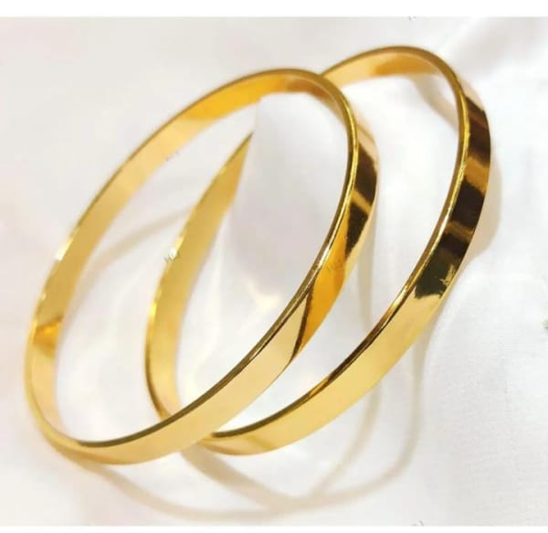 Stainless Golden 3pcs. Plain Bangles Set