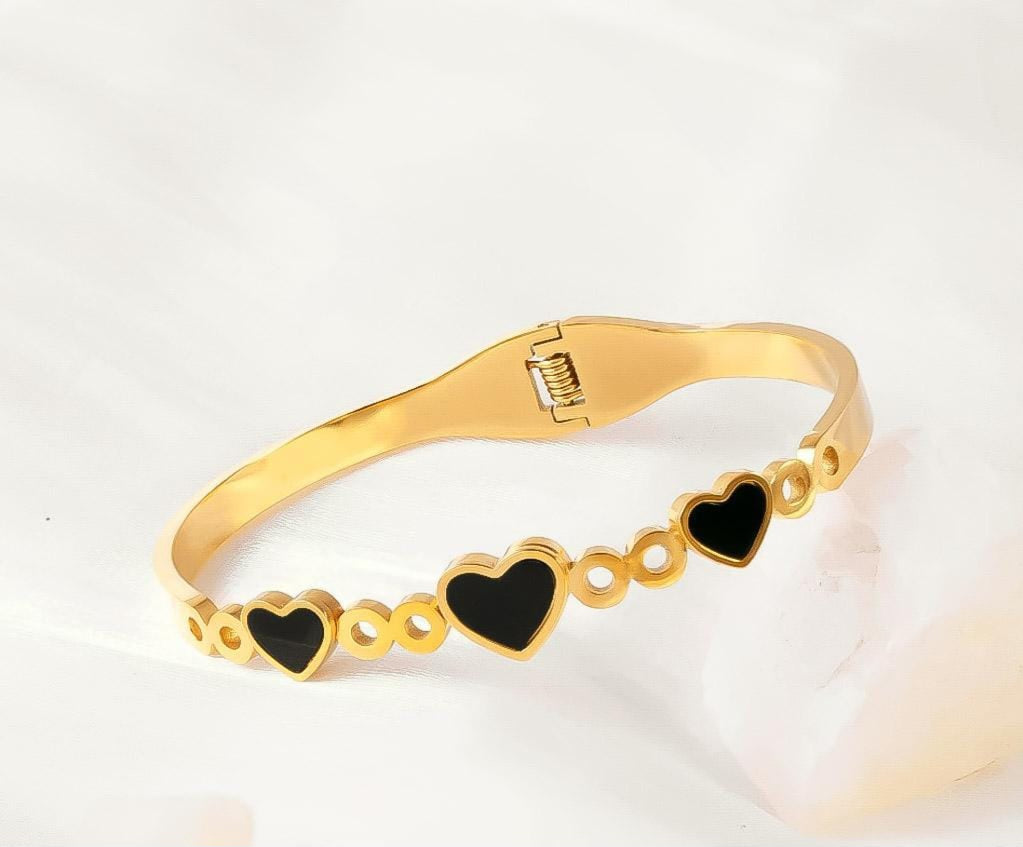 Triple Heart Golden Bangle | STYLIZE FASHION