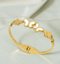 Beautiful White Double Butterfly Golden Bangle | STYLIZE FASHION