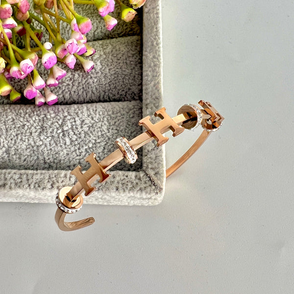 Rose Gold Hermes-Inspired Cuff Bracelet | STYLIZE FASHION