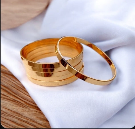 Stainless Golden 3pcs. Plain Bangles Set