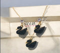 Swan With Pearl Necklace & Earrings Set