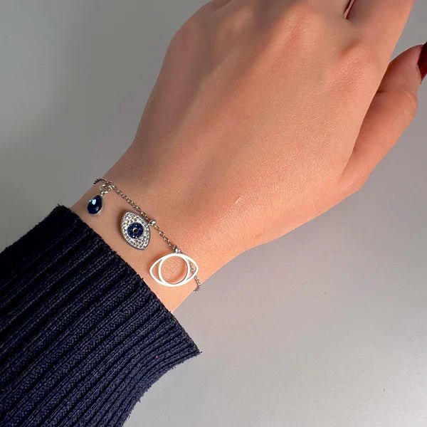 Silver Eye Chain Bracelet | STYLIZE FASHION