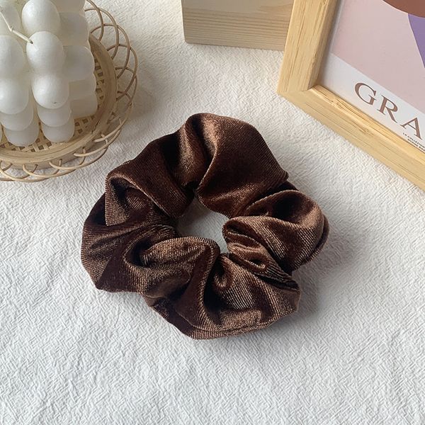 Velvet Bow Hair Scrunchies Brown | STYLIZE FASHION