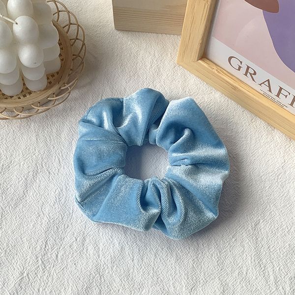 Velvet Bow Hair Scrunchies Cornflower Blue | STYLIZE FASHION
