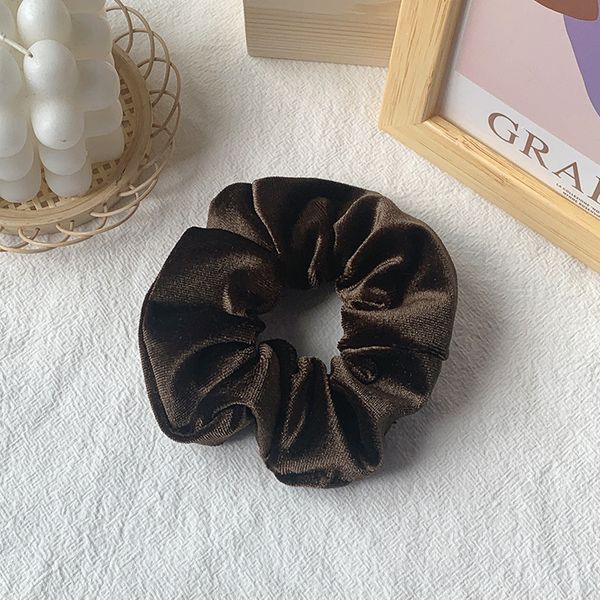 Velvet Bow Hair Scrunchies Dark Brown | STYLIZE FASHION