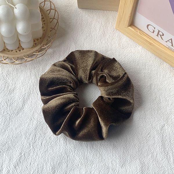 Velvet Bow Hair Scrunchies Dark Hazel | STYLIZE FASHION