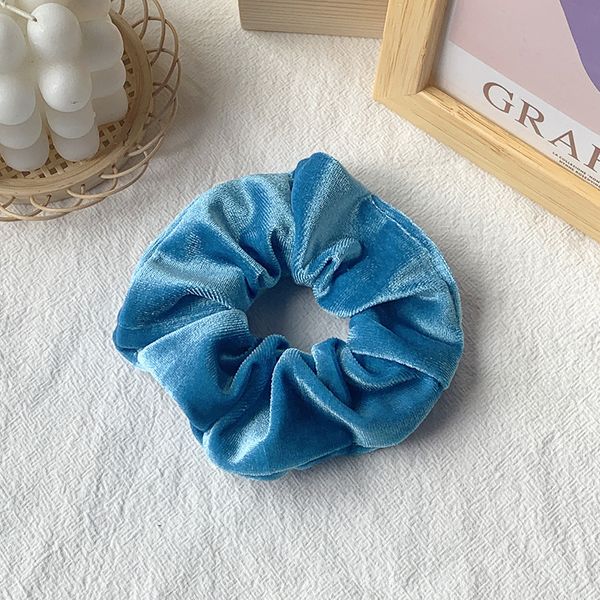 Velvet Bow Hair Scrunchies Deep Sky Blue | STYLIZE FASHION