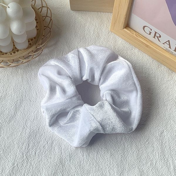 Velvet Bow Hair Scrunchies White | STYLIZE FASHION